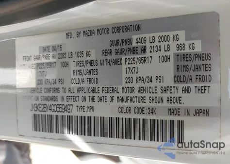 2016 Mazda Cx-5 Sport from USA, damaged, VIN JM3KE2BY4G0659497